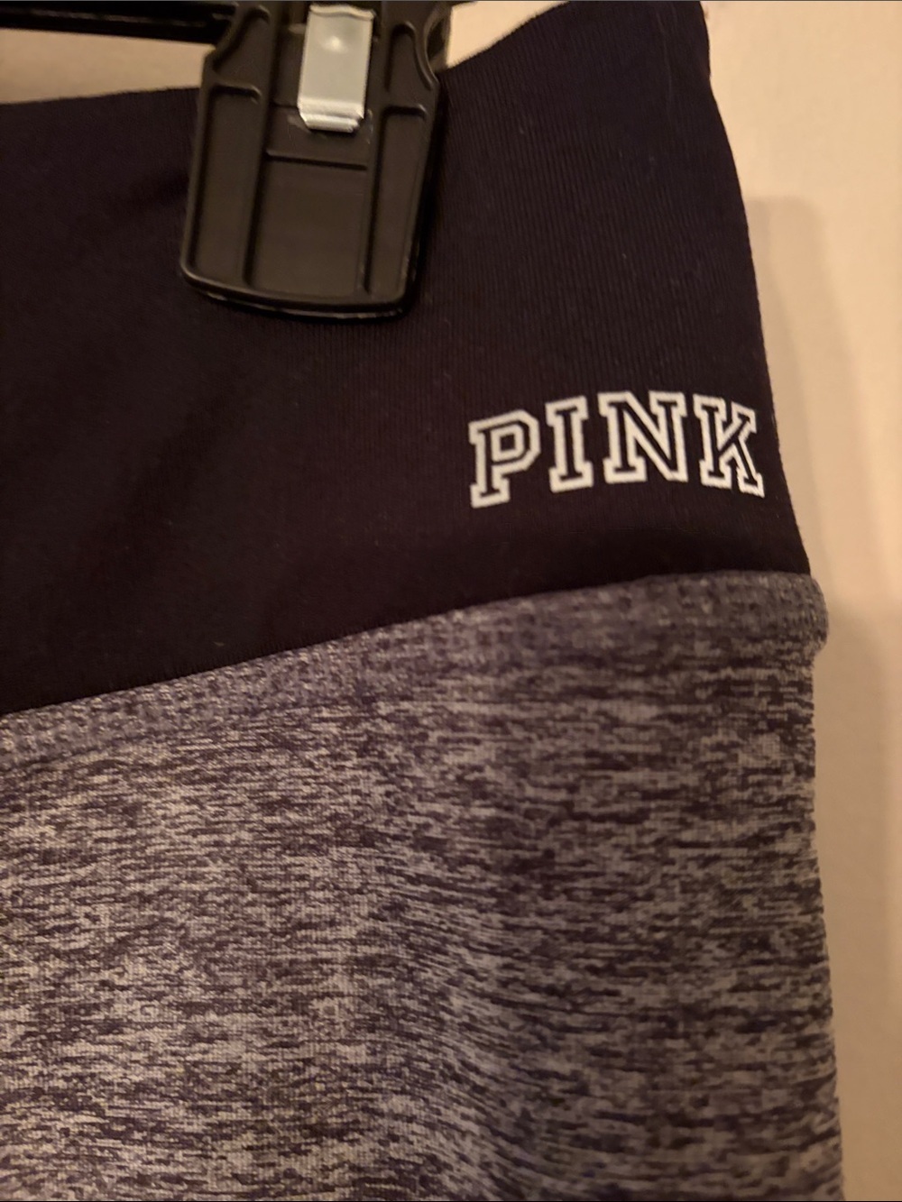 PINK Victoria's Secret Gray & Black Capri Leggings— EUC - Picture 3 of 5